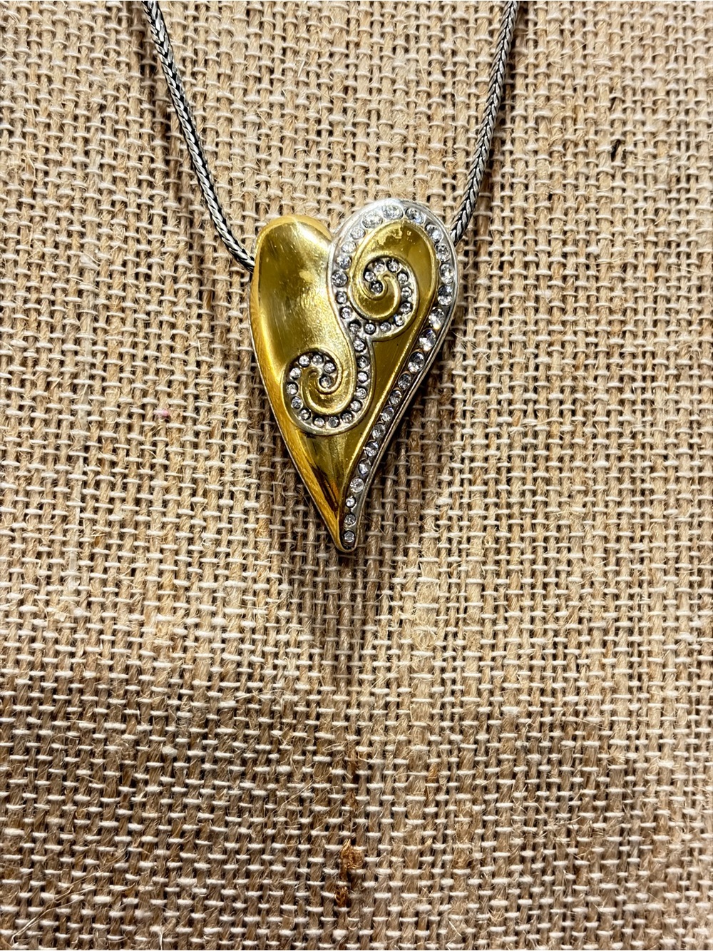 Brighton retired two tone puffy heart necklace